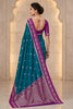 Elegant Teal Green Banarasi Silk Woven Saree Meenakari Motif for Women