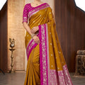Classic Mustard Yellow Banarasi Silk Woven Saree Meenakari Motif for Women