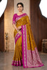 Classic Mustard Yellow Banarasi Silk Woven Saree Meenakari Motif for Women
