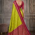Stylish Lime Green Banarasi Silk Woven Saree Meenakari Motif for Women