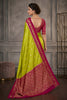 Stylish Lime Green Banarasi Silk Woven Saree Meenakari Motif for Women