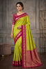 Stylish Lime Green Banarasi Silk Woven Saree Meenakari Motif for Women