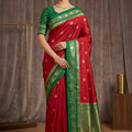 Traditional Red Banarasi Silk Woven Saree Meenakari Motif for Women