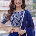 Stunning Navy Blue Georgette Designer Lehenga Choli Set with Embroidered Blouse and Matching Dupatta