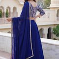 Stunning Navy Blue Georgette Designer Lehenga Choli Set with Embroidered Blouse and Matching Dupatta