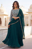 Gorgeous Rama Green Georgette Designer Lehenga Choli Set with Embroidered Blouse and Matching Dupatta
