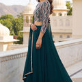Gorgeous Rama Green Georgette Designer Lehenga Choli Set with Embroidered Blouse and Matching Dupatta