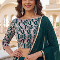 Gorgeous Rama Green Georgette Designer Lehenga Choli Set with Embroidered Blouse and Matching Dupatta