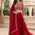 Superb Red Georgette Designer Lehenga Choli Set with Embroidered Blouse and Matching Dupatta