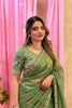 Elegant Olive Green Fendy Satin Silk Saree Sequin Embroidery Work for Women