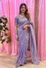 Stylish Lavender Fendy Satin Silk Saree Sequin Embroidery Work for Women
