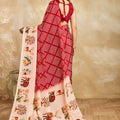 Beautiful Red Chinon Silk Mirror Work Designer Saree for Women