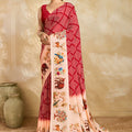 Beautiful Red Chinon Silk Mirror Work Designer Saree for Women
