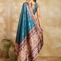 Royal Teal Blue Cotton Silk Saree Rich Woven Zari Motifs Pallu for Women