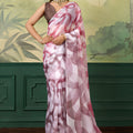 Vibrant Pink Satin Silk Digital Printed Saree with Printed Pallu for Women