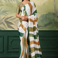 Graceful Green Crepe Silk Zari Weaving Digital Printed Saree for Women