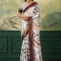 Premium Purple Crepe Silk Digital Printed Designer Saree for Women