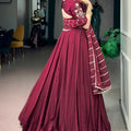 Stunning Wine Maroon Rangoli Crush Embroidered Designer Lehenga Choli Set with Dupatta