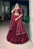 Stunning Wine Maroon Rangoli Crush Embroidered Designer Lehenga Choli Set with Dupatta