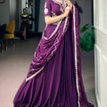 Wonderful Purple Rangoli Crush Embroidered Designer Lehenga Choli Set with Dupatta