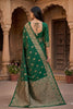 Gorgeous Green Soft Banarasi Silk Zari Butti Woven Designer Saree for Women