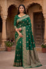 Gorgeous Green Soft Banarasi Silk Zari Butti Woven Designer Saree for Women