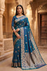 Stunning Teal Blue Soft Banarasi Silk Zari Butti Weaving Designer Saree