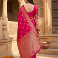 Stunning Rani Pink Soft Banarasi Silk Zari Butti Weaving Designer Saree