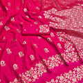 Stunning Rani Pink Soft Banarasi Silk Zari Butti Weaving Designer Saree