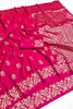 Stunning Rani Pink Soft Banarasi Silk Zari Butti Weaving Designer Saree