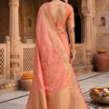 Stylish Peach Soft Banarasi Silk Zari Butti Weaving Designer Saree