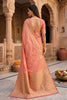 Stylish Peach Soft Banarasi Silk Zari Butti Weaving Designer Saree