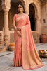 Stylish Peach Soft Banarasi Silk Zari Butti Weaving Designer Saree