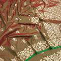 Elegant Olive Green Soft Banarasi Silk Zari Butti Weaving Designer Saree