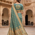 Elegant Cyan Green Paithani Silk Zari Butti Weaving Designer Saree
