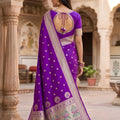 Gorgeous Purple Paithani Silk Zari Butti Weaving Designer Saree