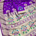 Gorgeous Purple Paithani Silk Zari Butti Weaving Designer Saree