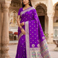 Gorgeous Purple Paithani Silk Zari Butti Weaving Designer Saree