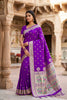 Gorgeous Purple Paithani Silk Zari Butti Weaving Designer Saree