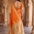Vibrant Orange Paithani Silk Zari Butti Weaving Designer Saree
