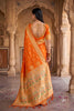 Vibrant Orange Paithani Silk Zari Butti Weaving Designer Saree