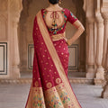 Stylish Maroon Paithani Silk Zari Butti Weaving Designer Saree