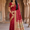 Stylish Maroon Paithani Silk Zari Butti Weaving Designer Saree