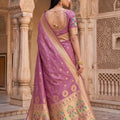 Elegant Mauve Pink Paithani Silk Zari Butti Weaving Designer Saree