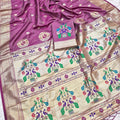 Elegant Mauve Pink Paithani Silk Zari Butti Weaving Designer Saree