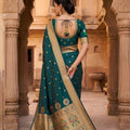 Graceful Teal Green Paithani Silk Zari Butti Weaving Designer Saree
