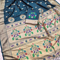 Graceful Teal Green Paithani Silk Zari Butti Weaving Designer Saree