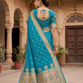 Vibrant Turquoise Blue Paithani Silk Zari Butti Weaving Designer Saree