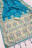 Vibrant Turquoise Blue Paithani Silk Zari Butti Weaving Designer Saree