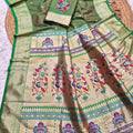 Graceful Green Paithani Silk Zari Butti Weaving Saree